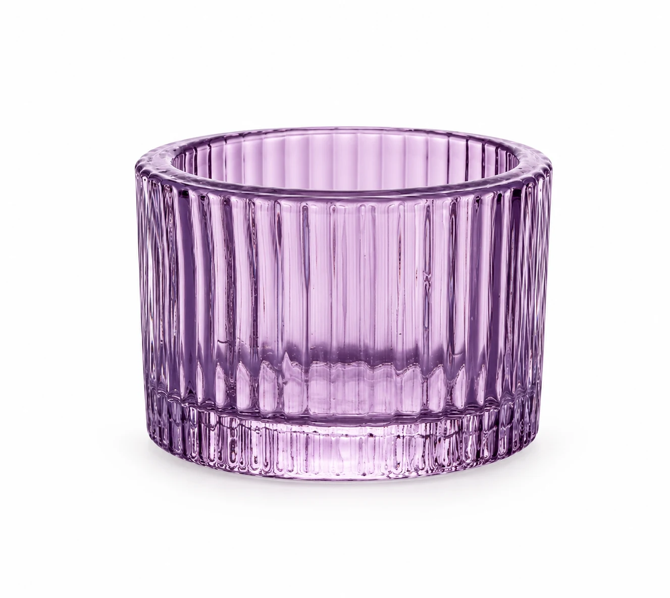 Ribbed Round Glass Candle Holder - VSS-CH-07 — purple