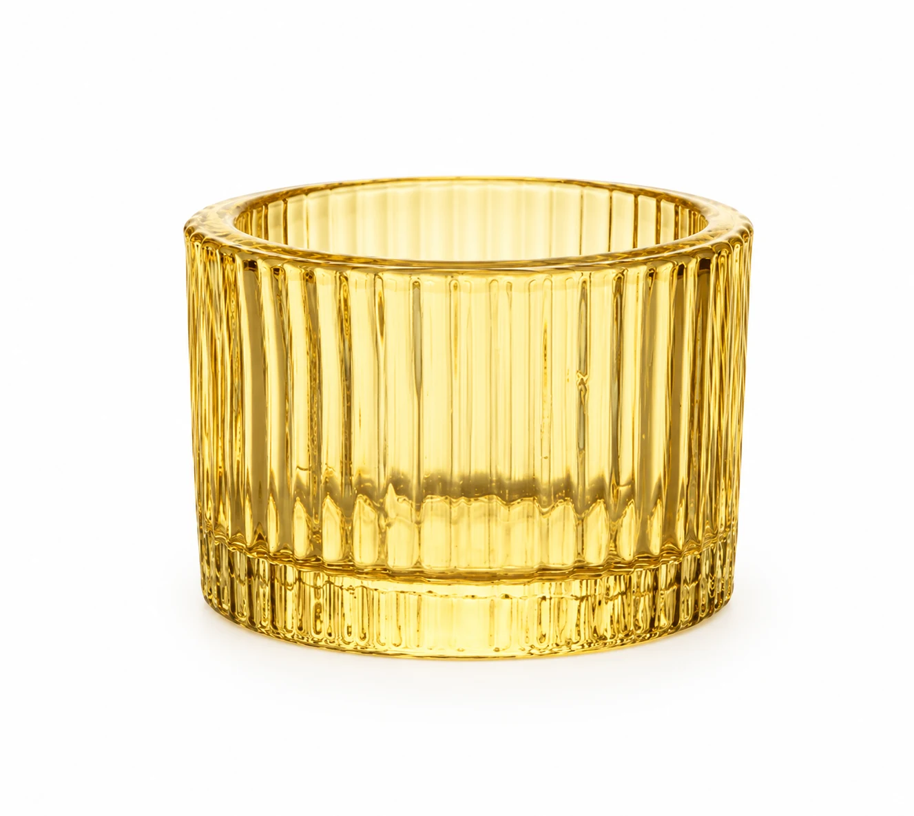 Ribbed Round Glass Candle Holder - VSS-CH-07 — yellow