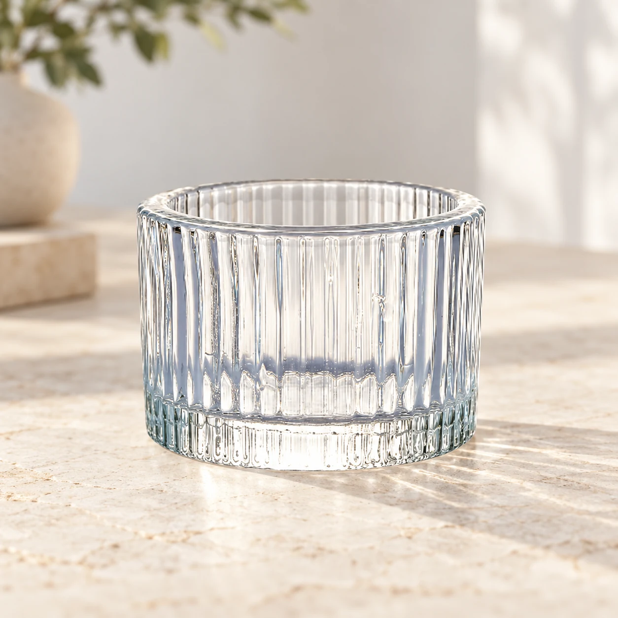 Ribbed Round Glass Candle Holder - VSS-CH-07 — lifestyle