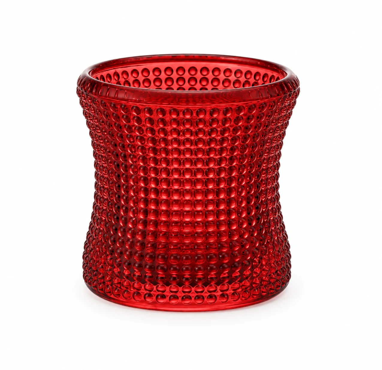 90ml Hobnail Glass Candle Holder - VSS-CH-08 — design a — red