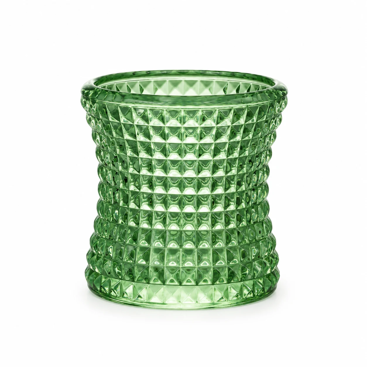 90ml Hobnail Glass Candle Holder - VSS-CH-08 — design c — green