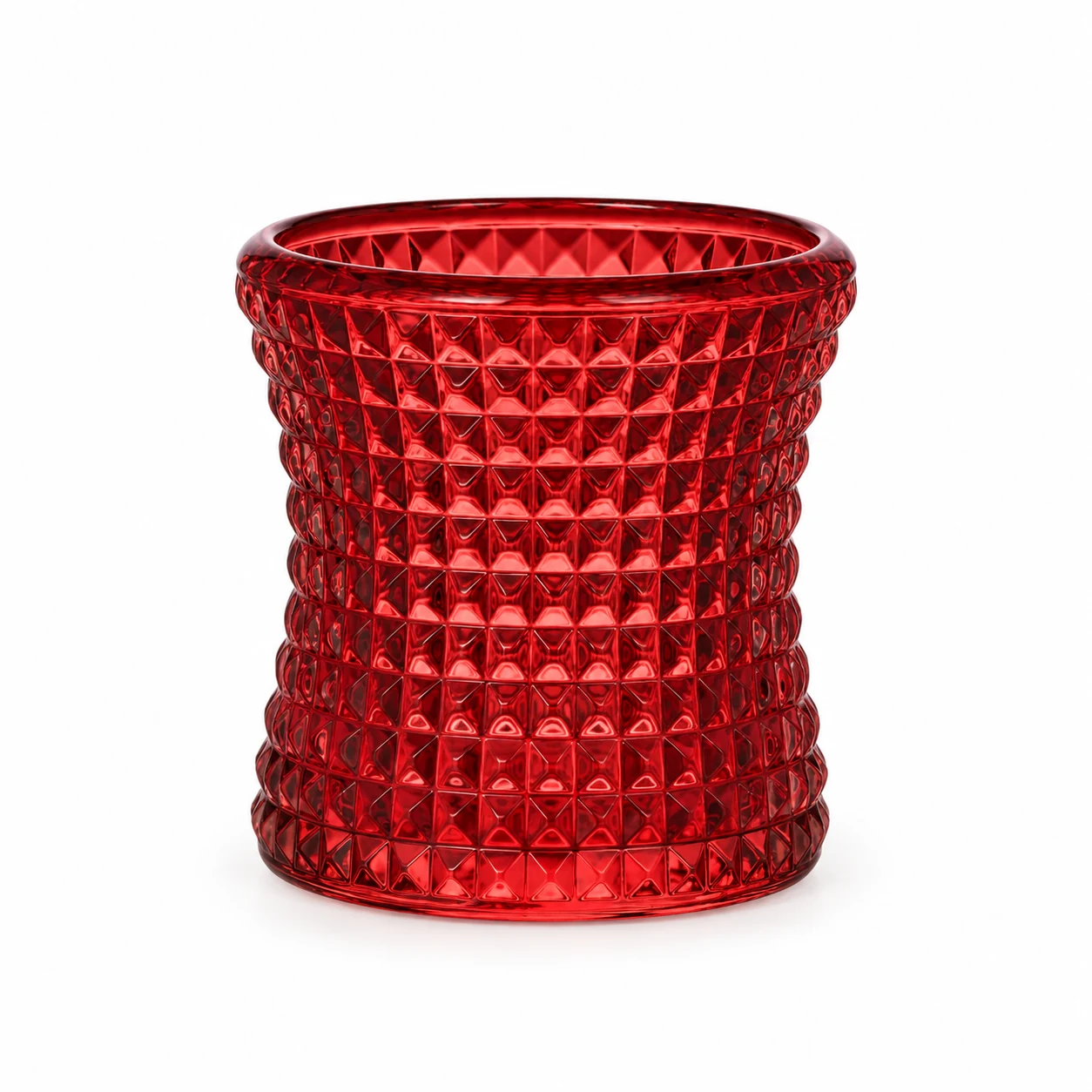 90ml Hobnail Glass Candle Holder - VSS-CH-08 — design c — red