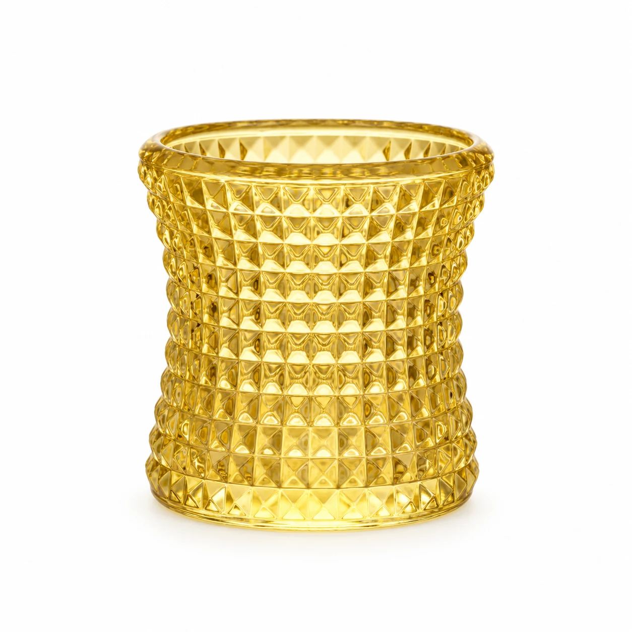 90ml Hobnail Glass Candle Holder - VSS-CH-08 — design c — yellow