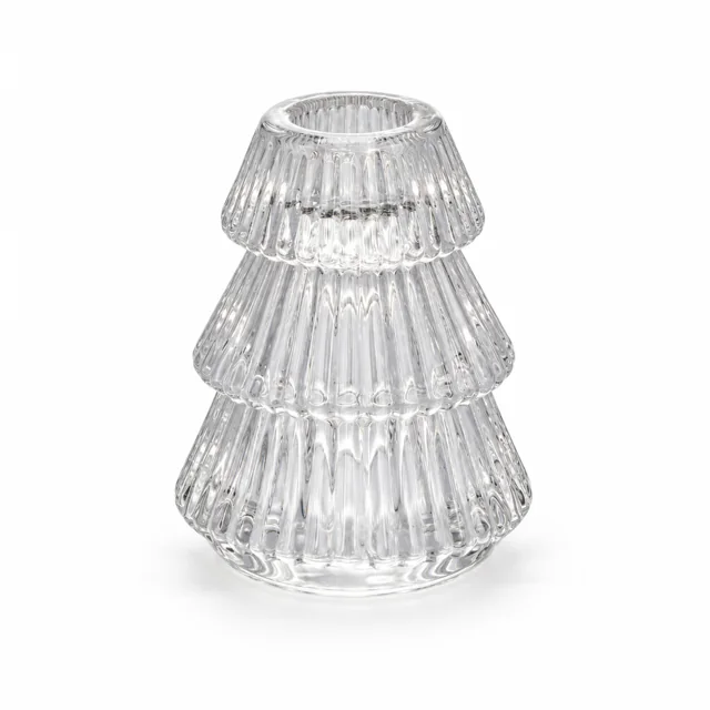 Christmas Tree-Shaped Glass Candle Holder - VSS-CH-09 — clear