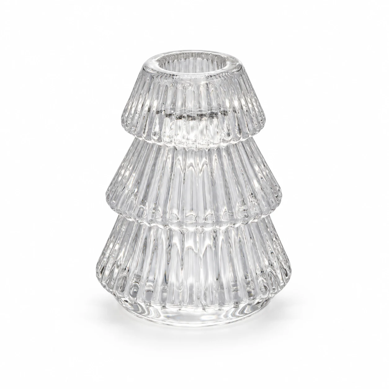 Christmas Tree-Shaped Glass Candle Holder - VSS-CH-09 — clear