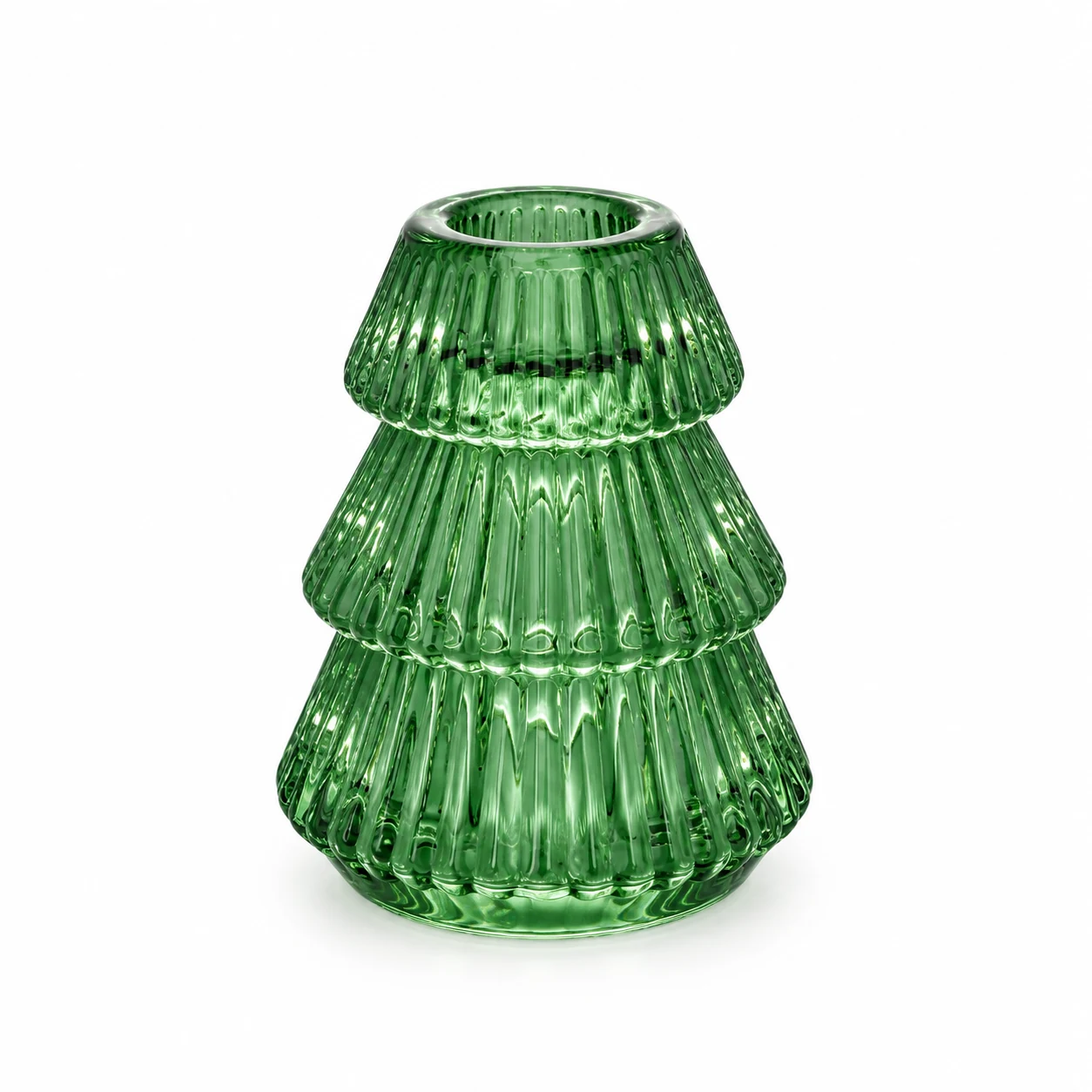 Christmas Tree-Shaped Glass Candle Holder - VSS-CH-09 — green