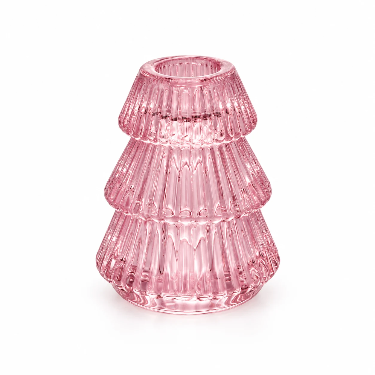 Christmas Tree-Shaped Glass Candle Holder - VSS-CH-09 — pink