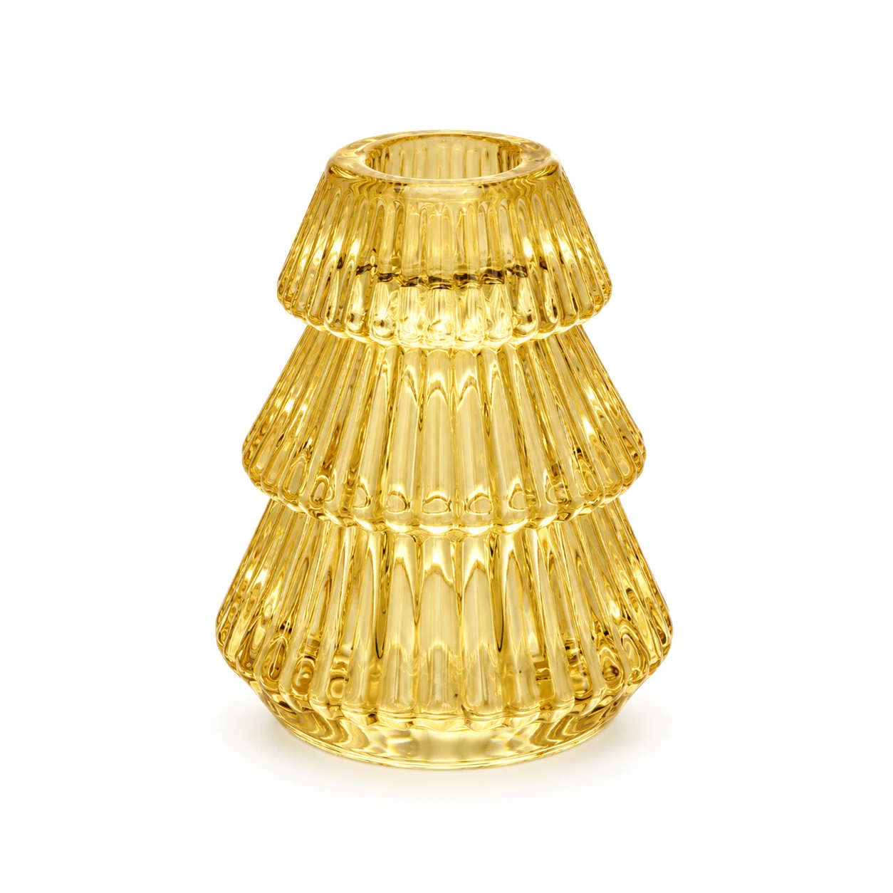 Christmas Tree-Shaped Glass Candle Holder - VSS-CH-09 — yellow