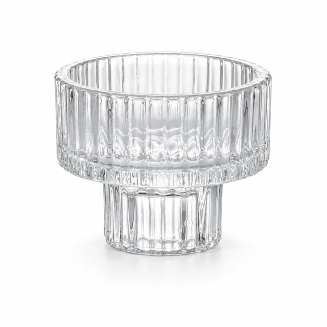 Ribbed Pedestal Glass Candle Holder - VSS-CH-10 — clear