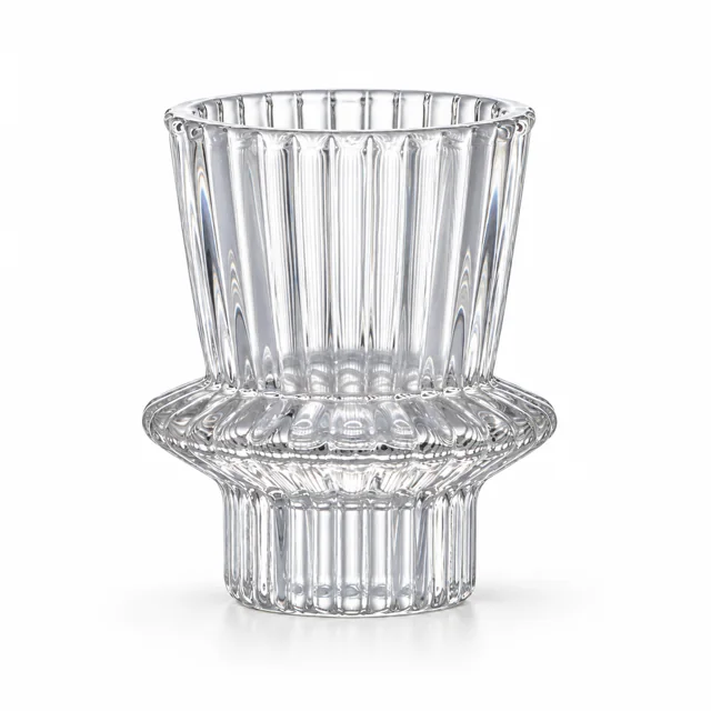 Fluted Pedestal Glass Candle Holder - VSS-CH-11 — clear