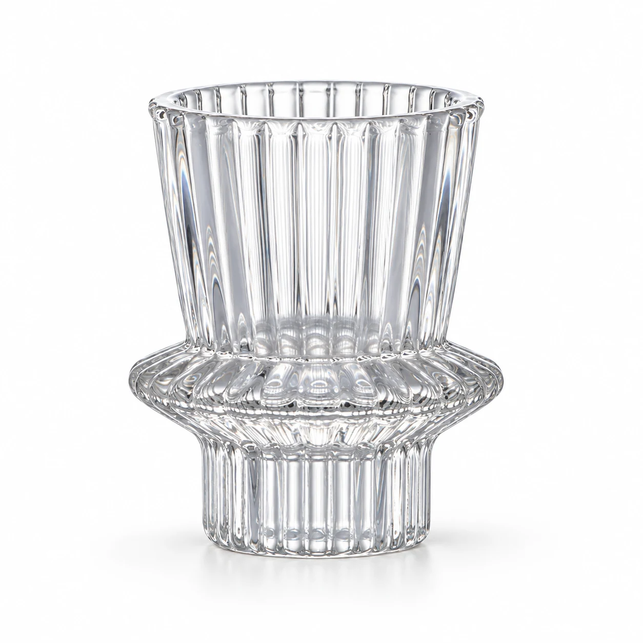 Fluted Pedestal Glass Candle Holder - VSS-CH-11 — clear