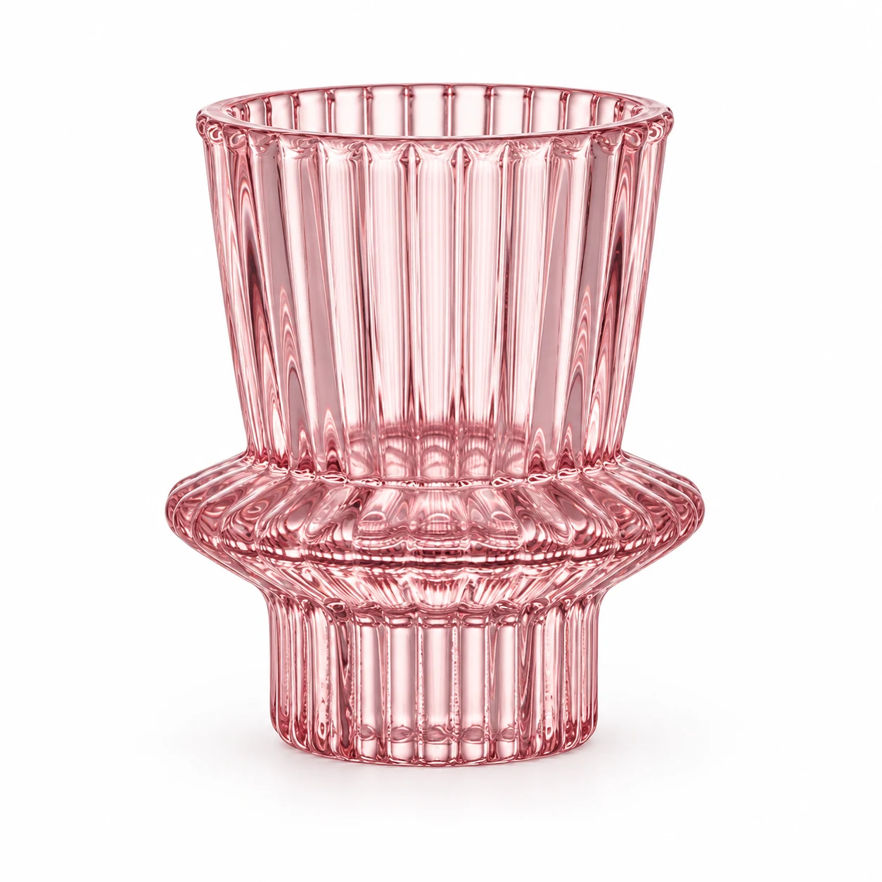 Fluted Pedestal Glass Candle Holder - VSS-CH-11 — pink