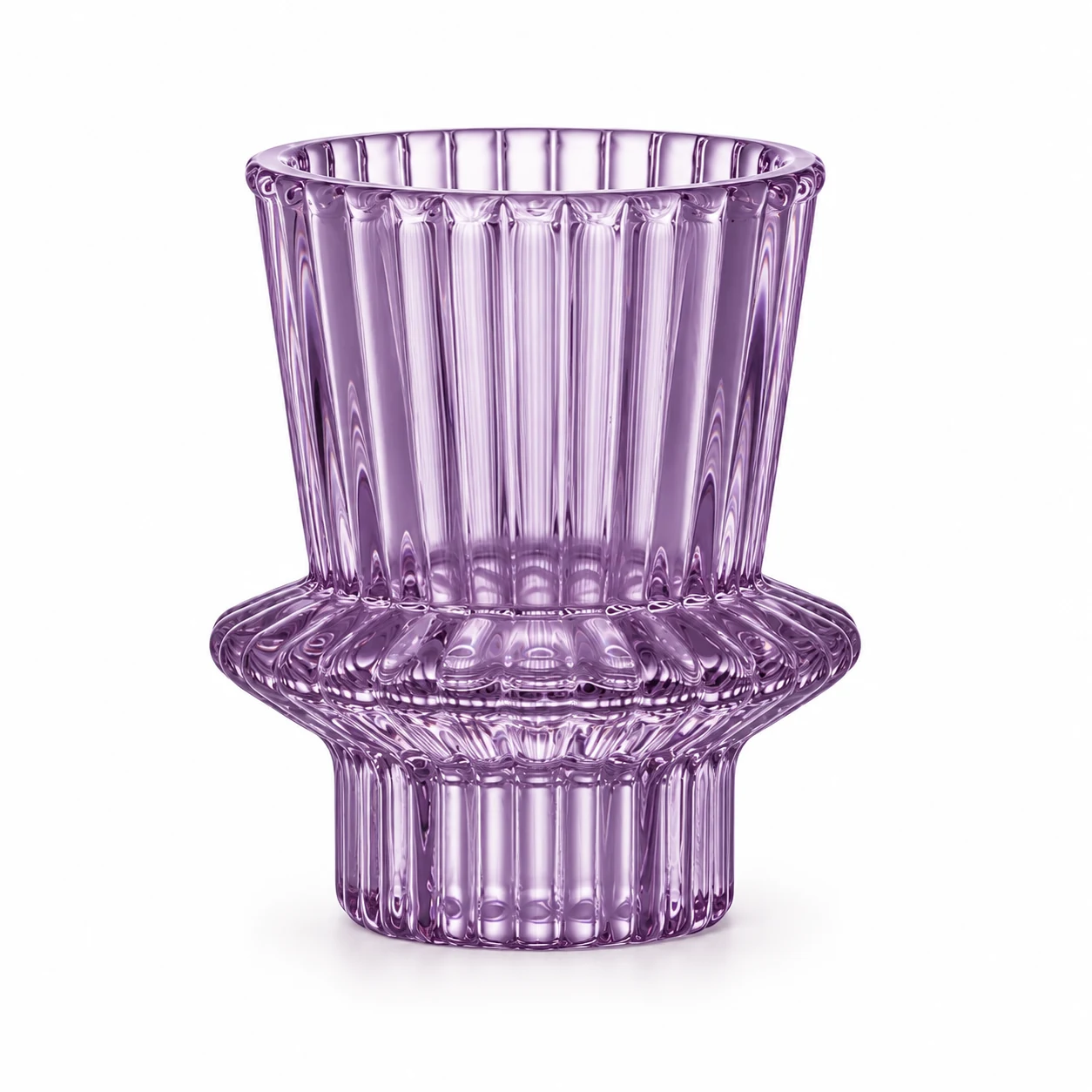 Fluted Pedestal Glass Candle Holder - VSS-CH-11 — purple