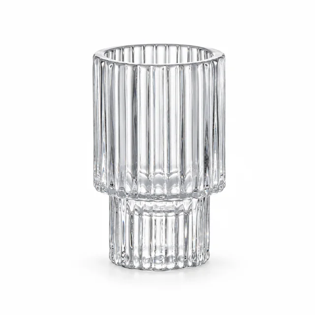 Tall Ribbed Pedestal Glass Candle Holder - VSS-CH-12 — clear