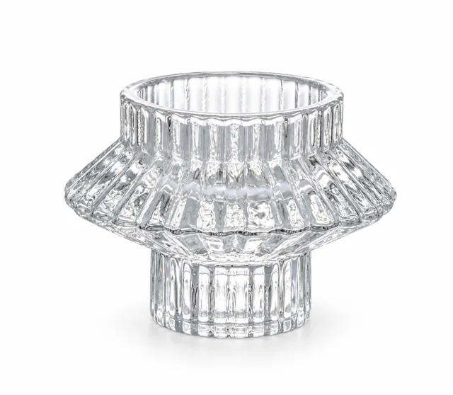 Geometric Pedestal Glass Candle Holder - VSS-CH-14 — clear