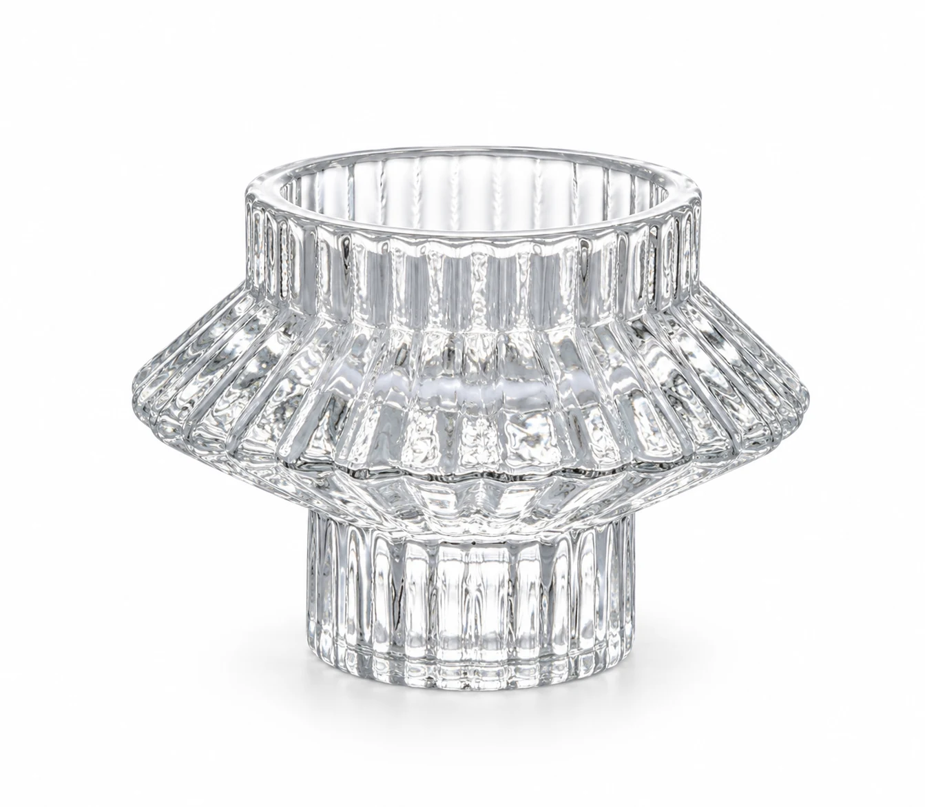 Geometric Pedestal Glass Candle Holder - VSS-CH-14 — clear