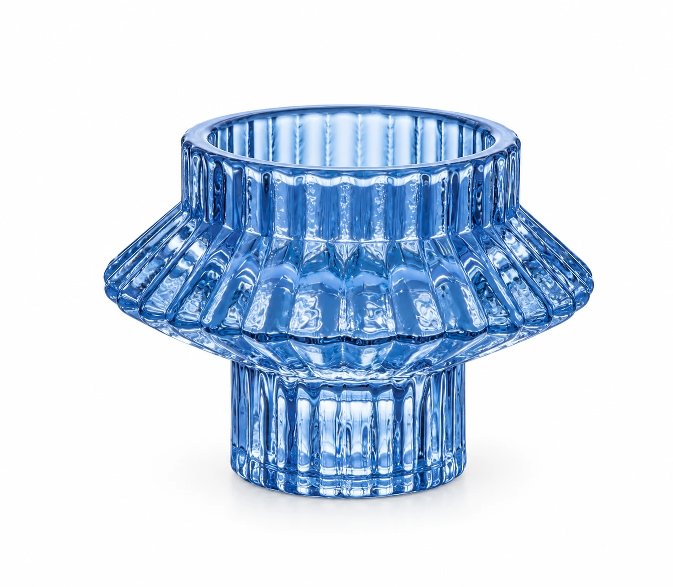Geometric Pedestal Glass Candle Holder - VSS-CH-14 — blue