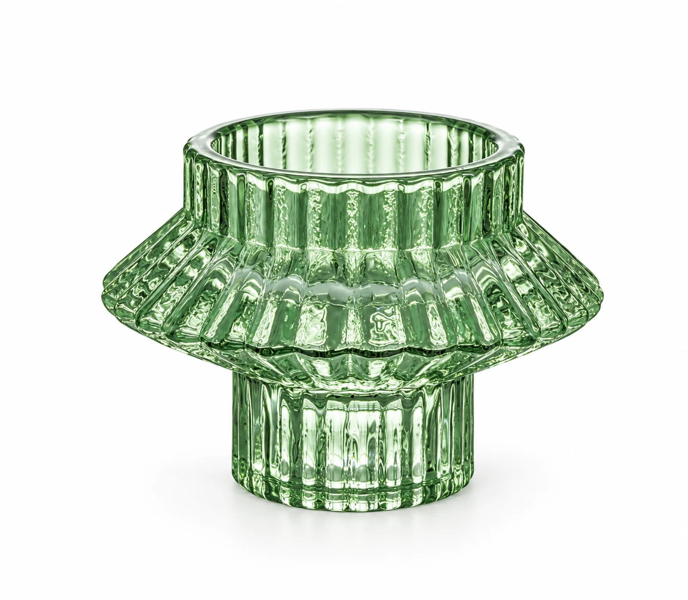 Geometric Pedestal Glass Candle Holder - VSS-CH-14 — green