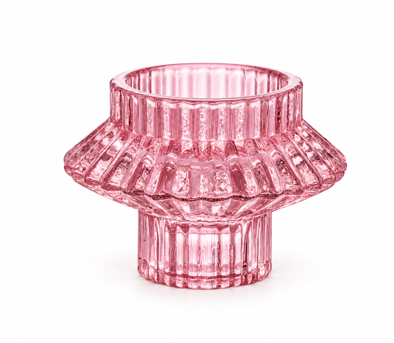 Geometric Pedestal Glass Candle Holder - VSS-CH-14 — pink