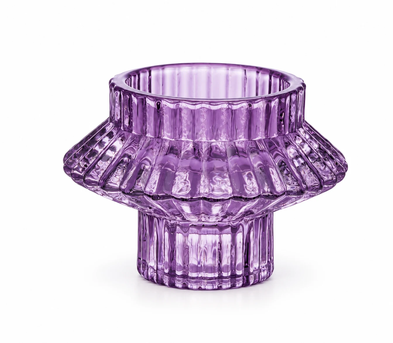 Geometric Pedestal Glass Candle Holder - VSS-CH-14 — purple