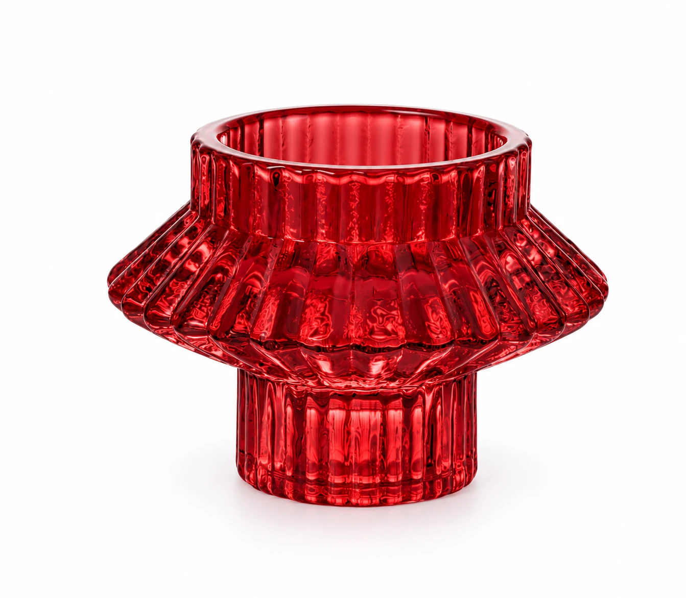 Geometric Pedestal Glass Candle Holder - VSS-CH-14 — red