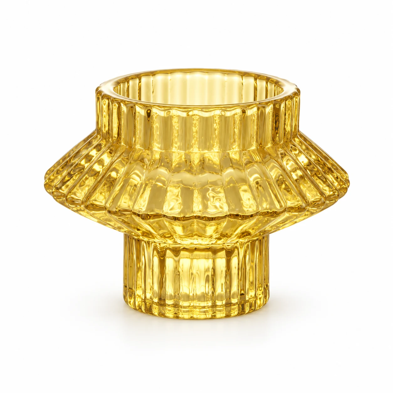 Geometric Pedestal Glass Candle Holder - VSS-CH-14 — yellow