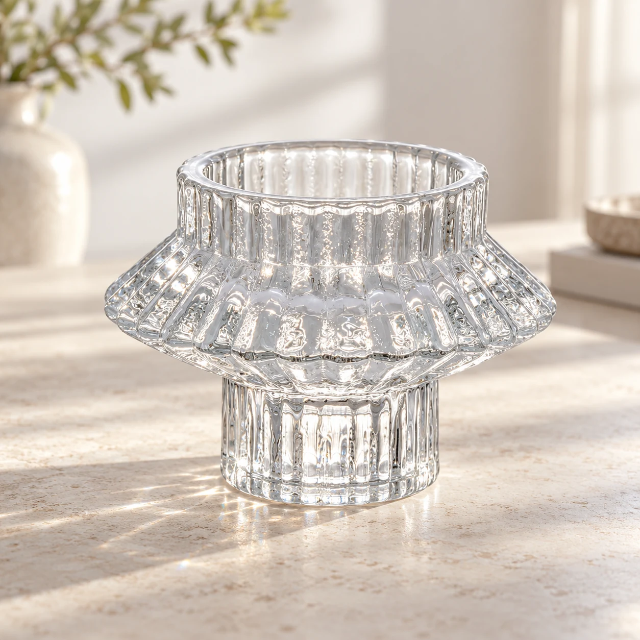 Geometric Pedestal Glass Candle Holder - VSS-CH-14 — lifestyle