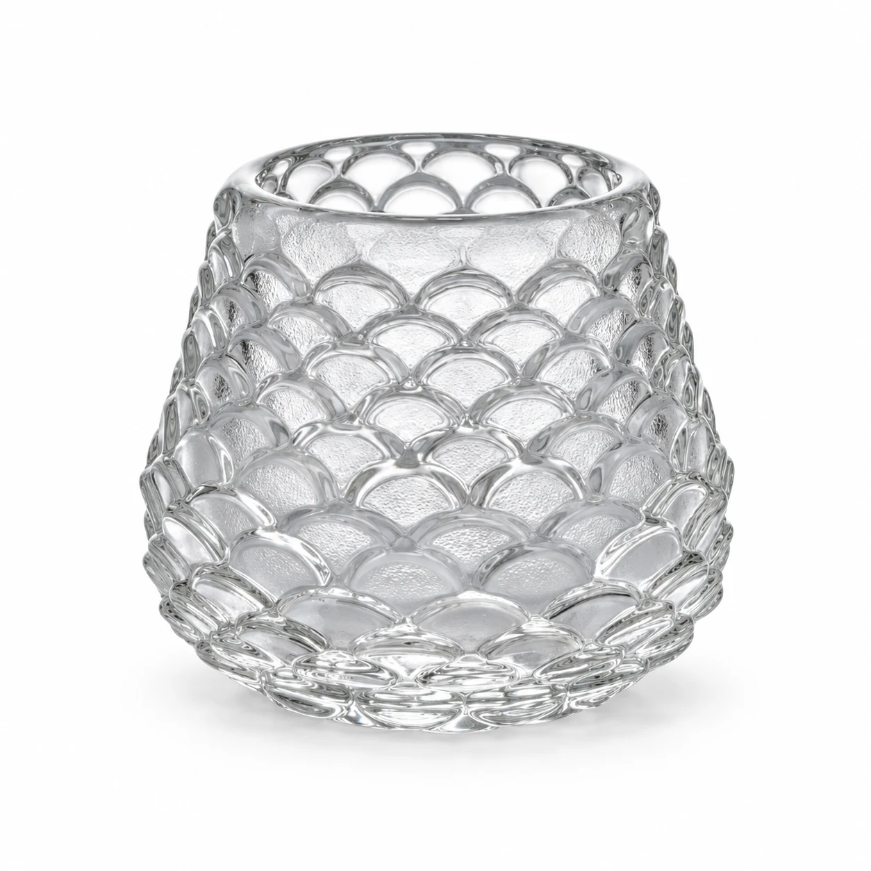 Scale-Pattern Glass Candle Holder - VSS-CH-15 — design a — clear