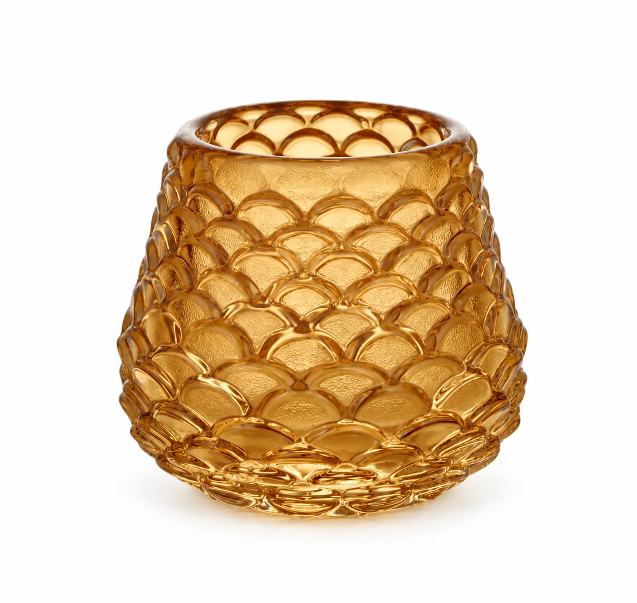 Scale-Pattern Glass Candle Holder - VSS-CH-15 — design a — amber