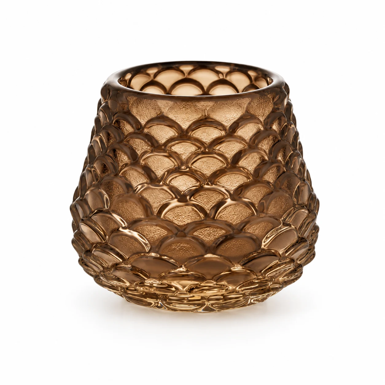 Scale-Pattern Glass Candle Holder - VSS-CH-15 — design a — brown