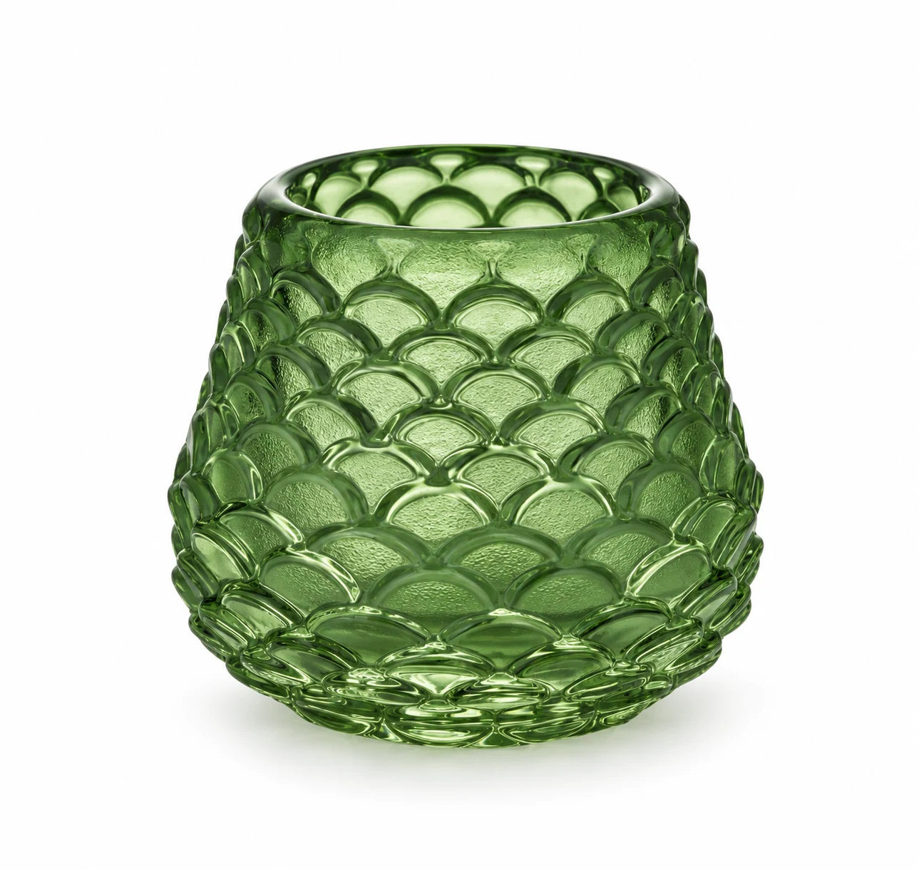 Scale-Pattern Glass Candle Holder - VSS-CH-15 — design a — green