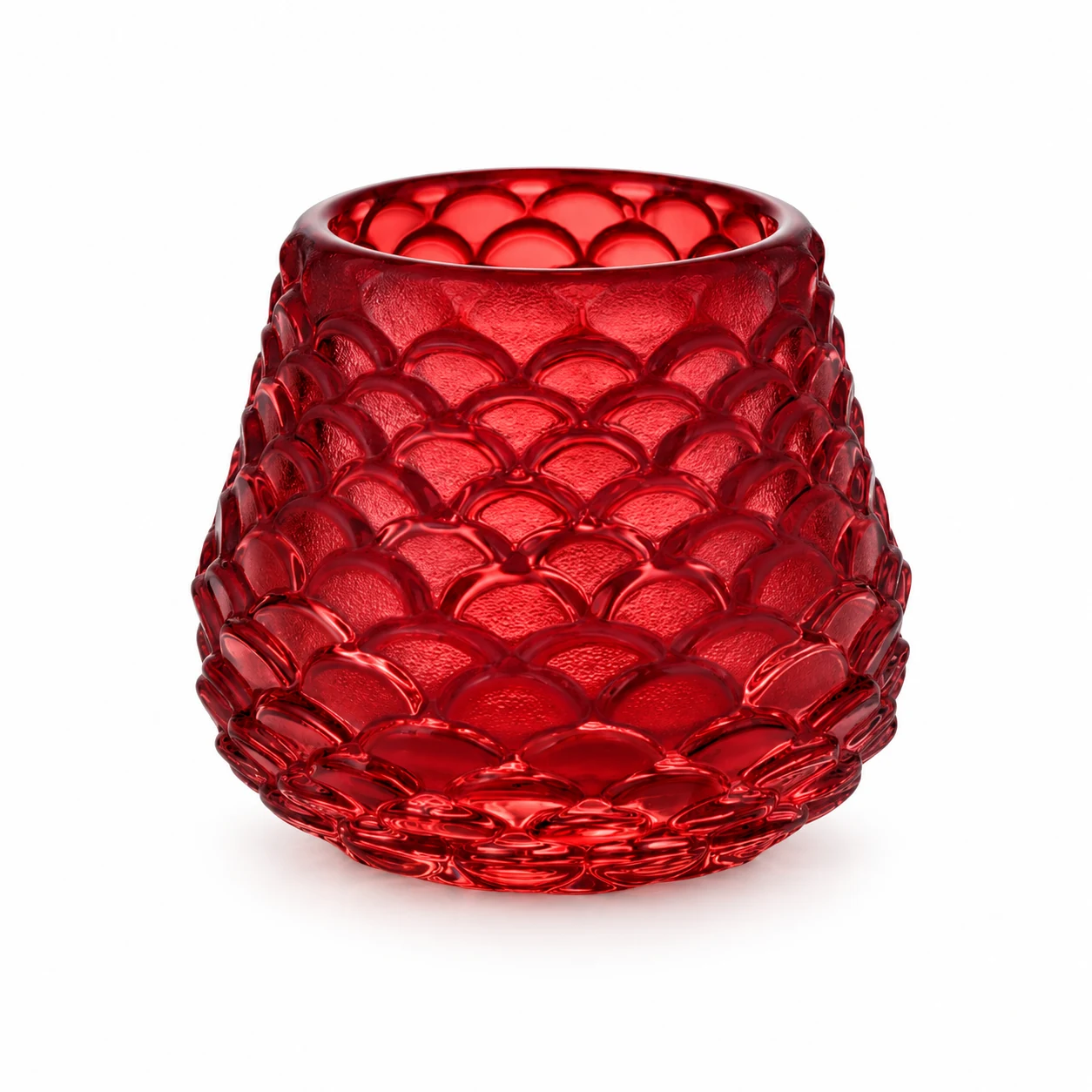 Scale-Pattern Glass Candle Holder - VSS-CH-15 — design a — red