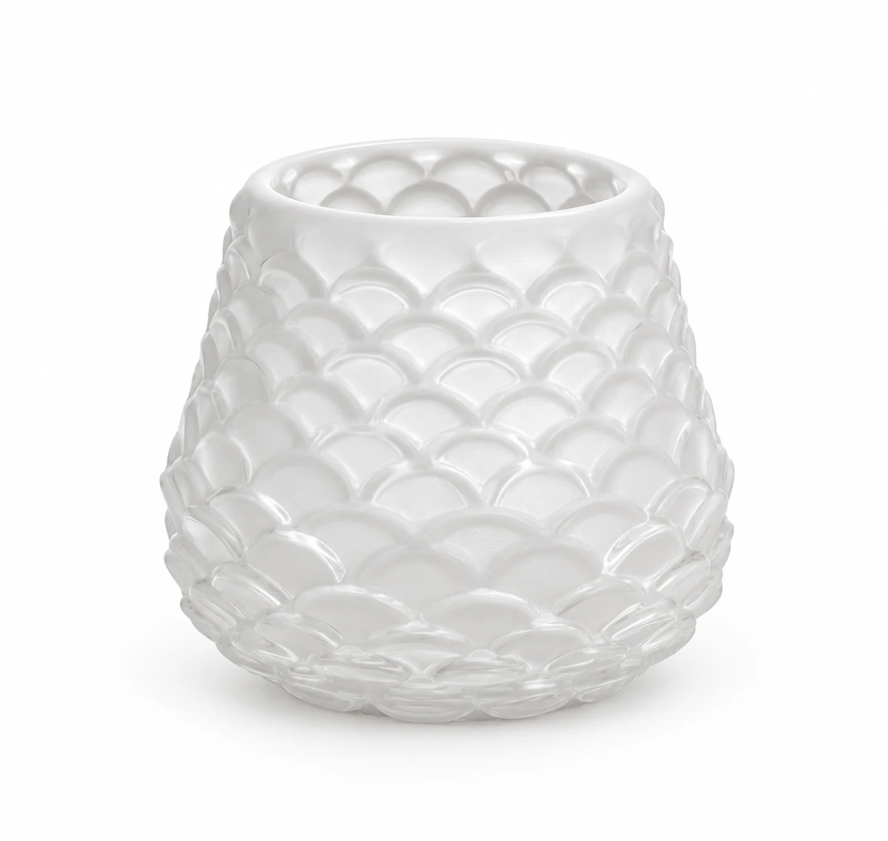 Scale-Pattern Glass Candle Holder - VSS-CH-15 — design a — white