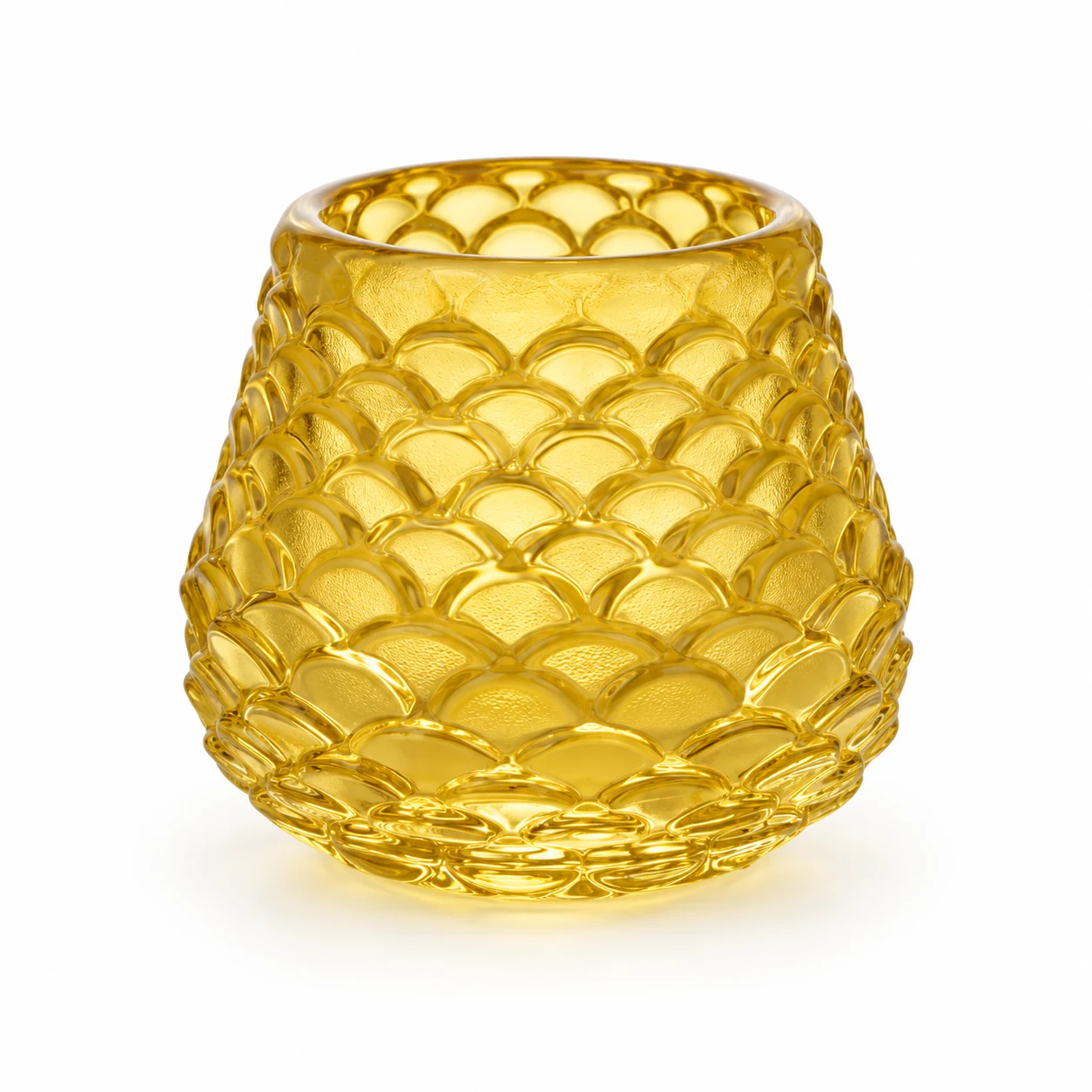 Scale-Pattern Glass Candle Holder - VSS-CH-15 — design a — yellow