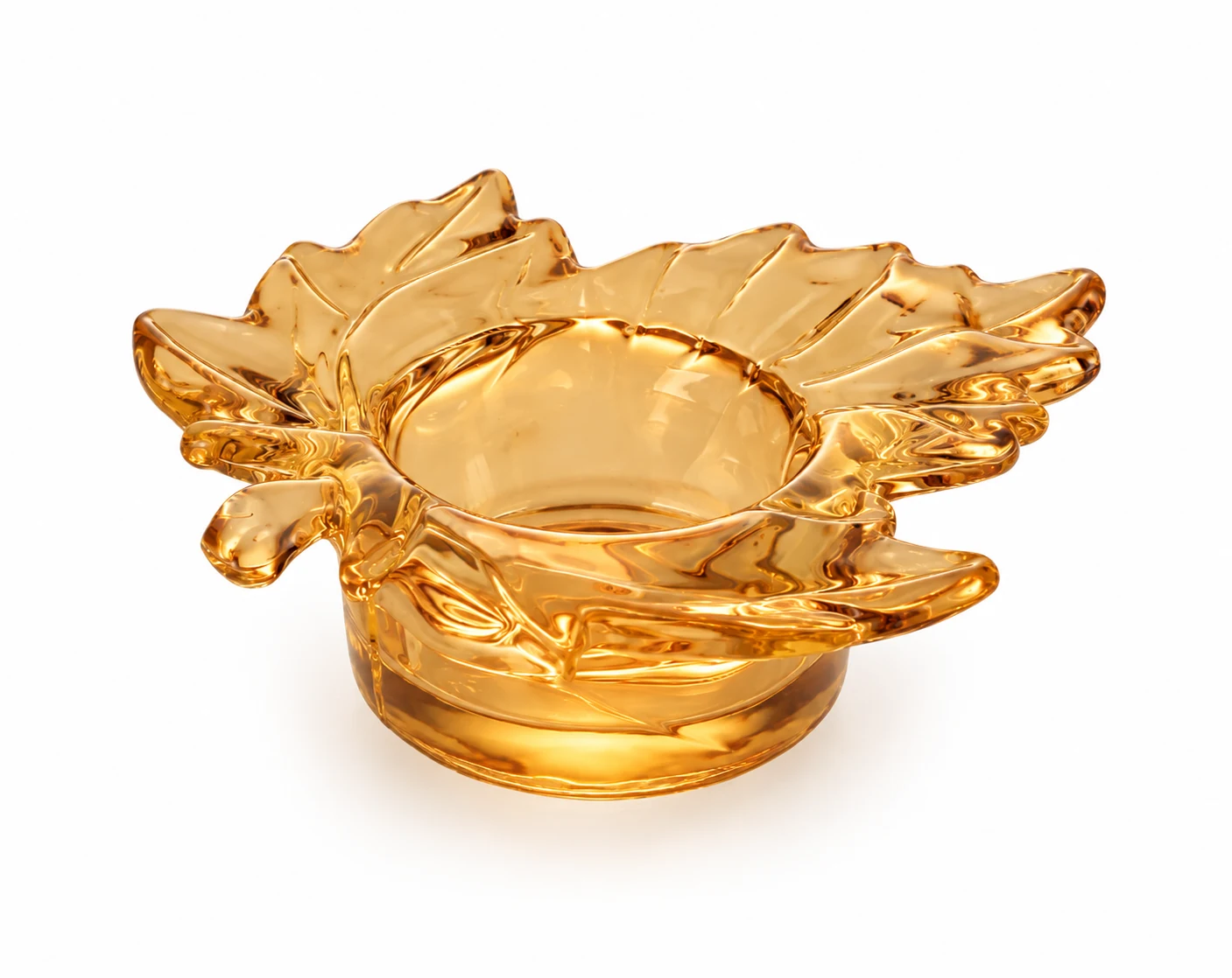 Flower-Shaped Glass Candle Holder - VSS-CH-16 — amber