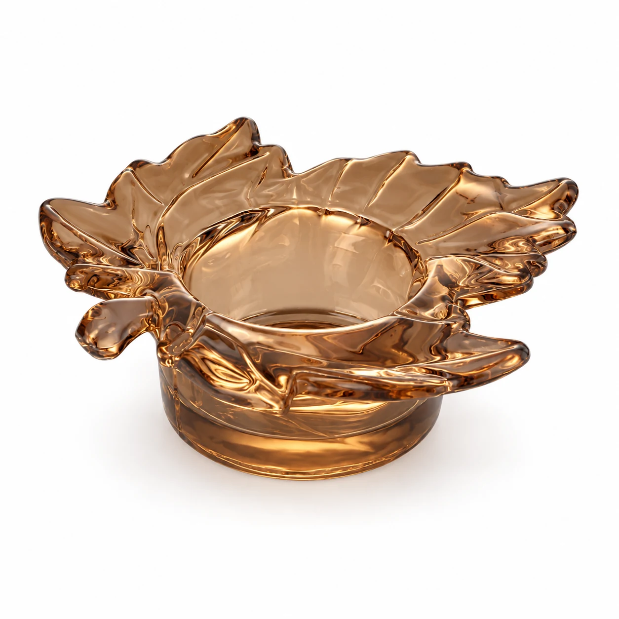 Flower-Shaped Glass Candle Holder - VSS-CH-16 — brown
