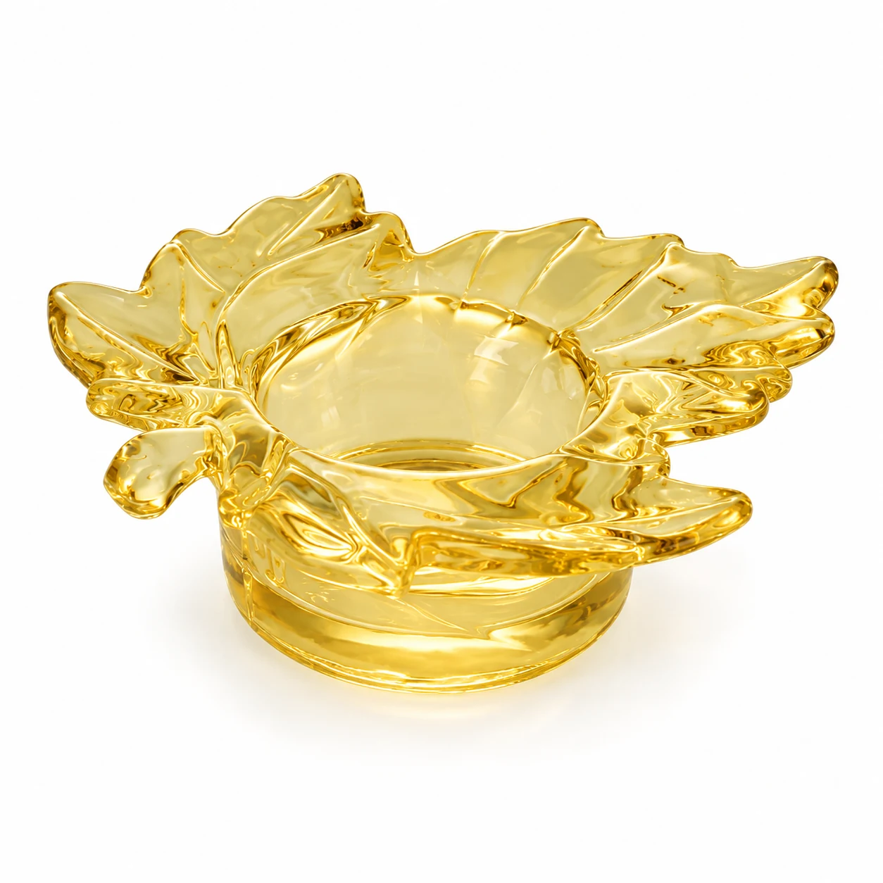 Flower-Shaped Glass Candle Holder - VSS-CH-16 — yellow