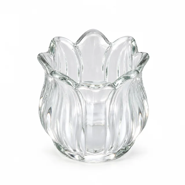 Tulip-Shaped Glass Candle Holder - VSS-CH-17 — clear