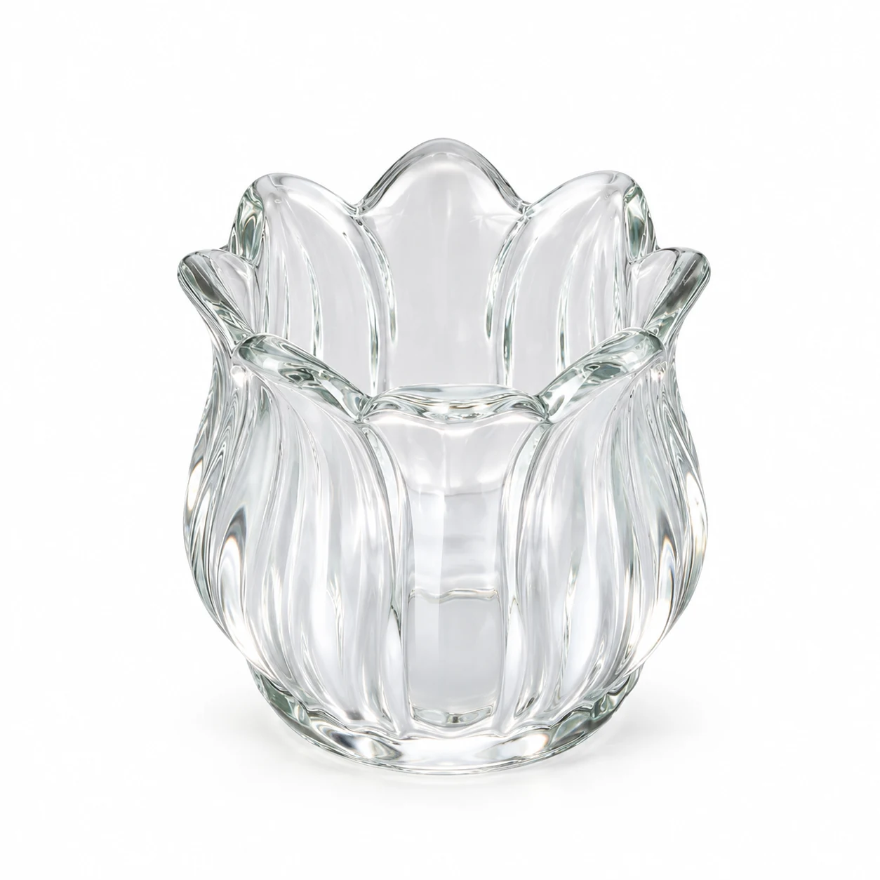 Tulip-Shaped Glass Candle Holder - VSS-CH-17 — clear
