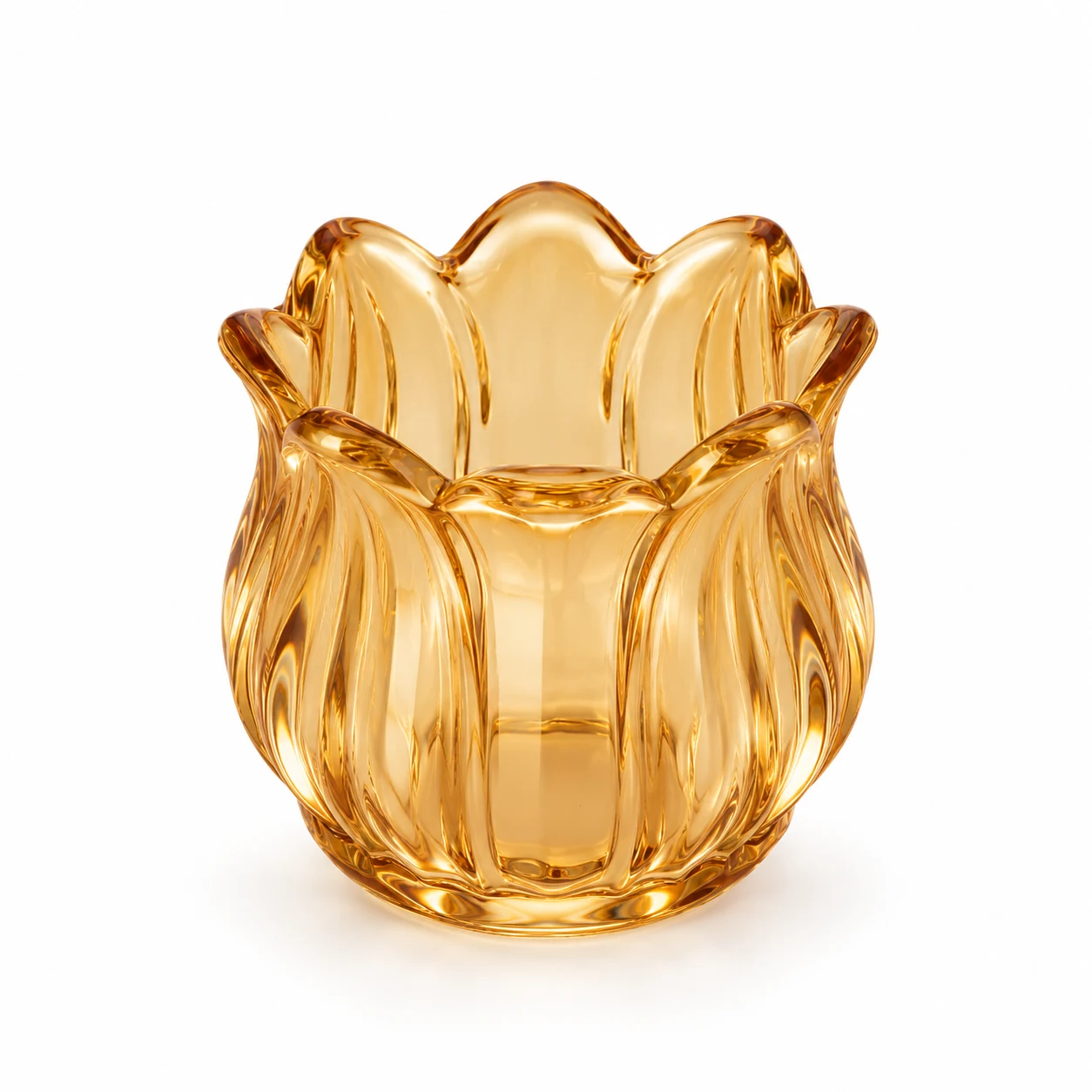 Tulip-Shaped Glass Candle Holder - VSS-CH-17 — amber
