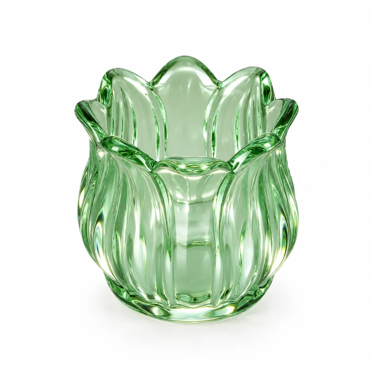 Tulip-Shaped Glass Candle Holder - VSS-CH-17 — green