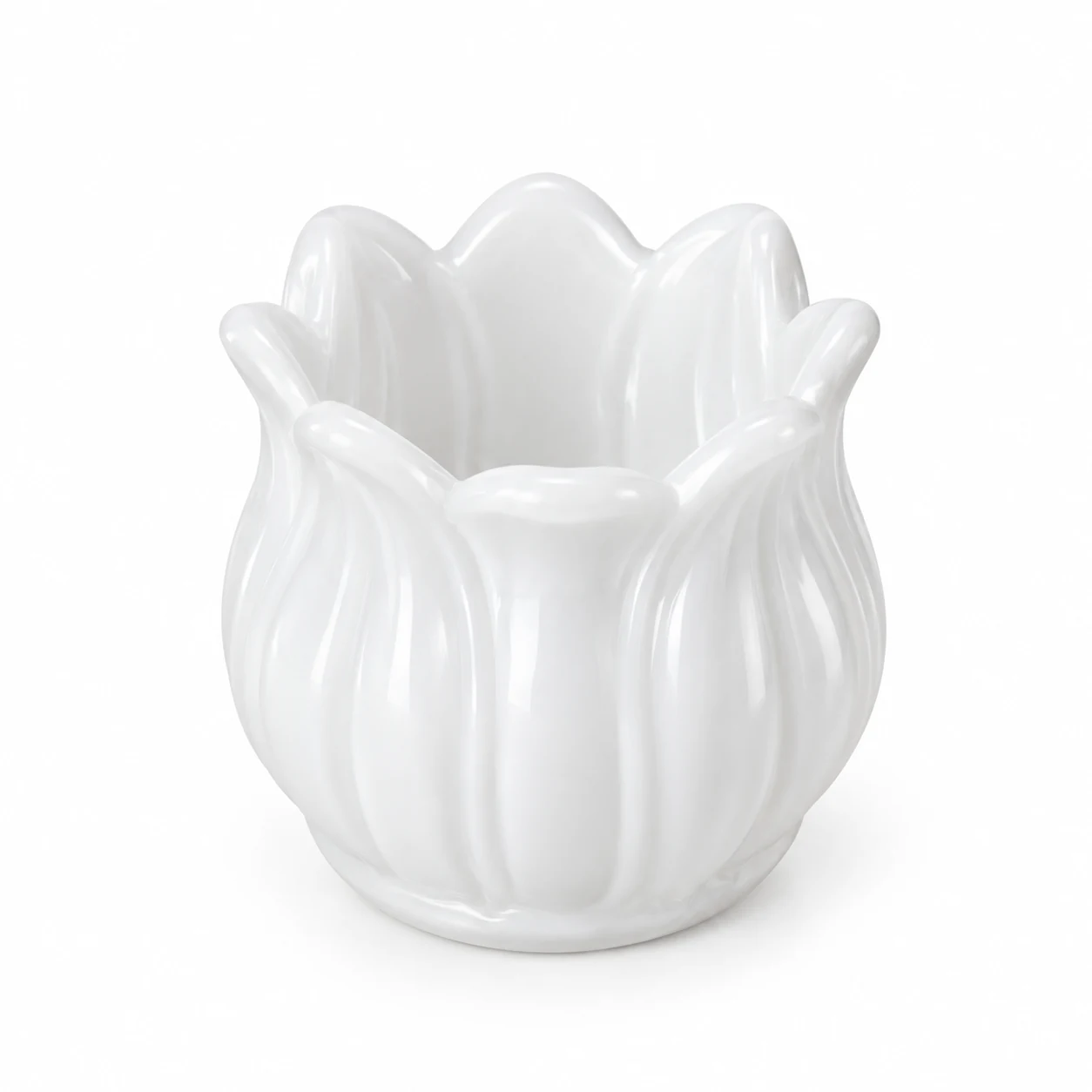 Tulip-Shaped Glass Candle Holder - VSS-CH-17 — white