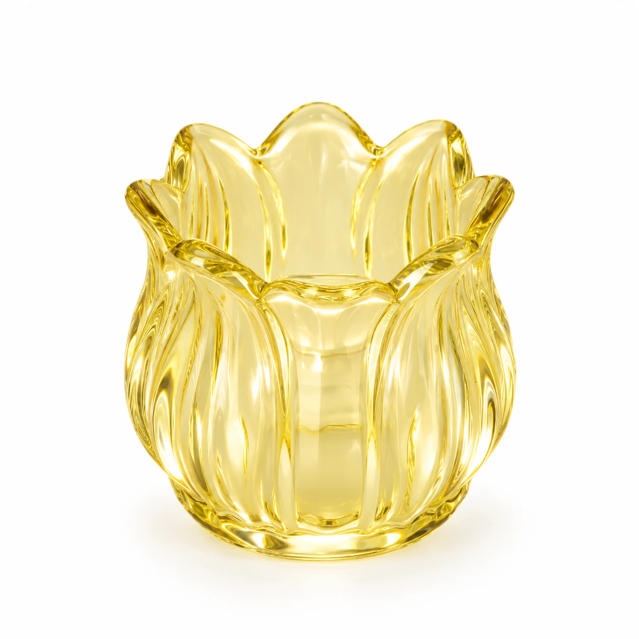 Tulip-Shaped Glass Candle Holder - VSS-CH-17 — yellow