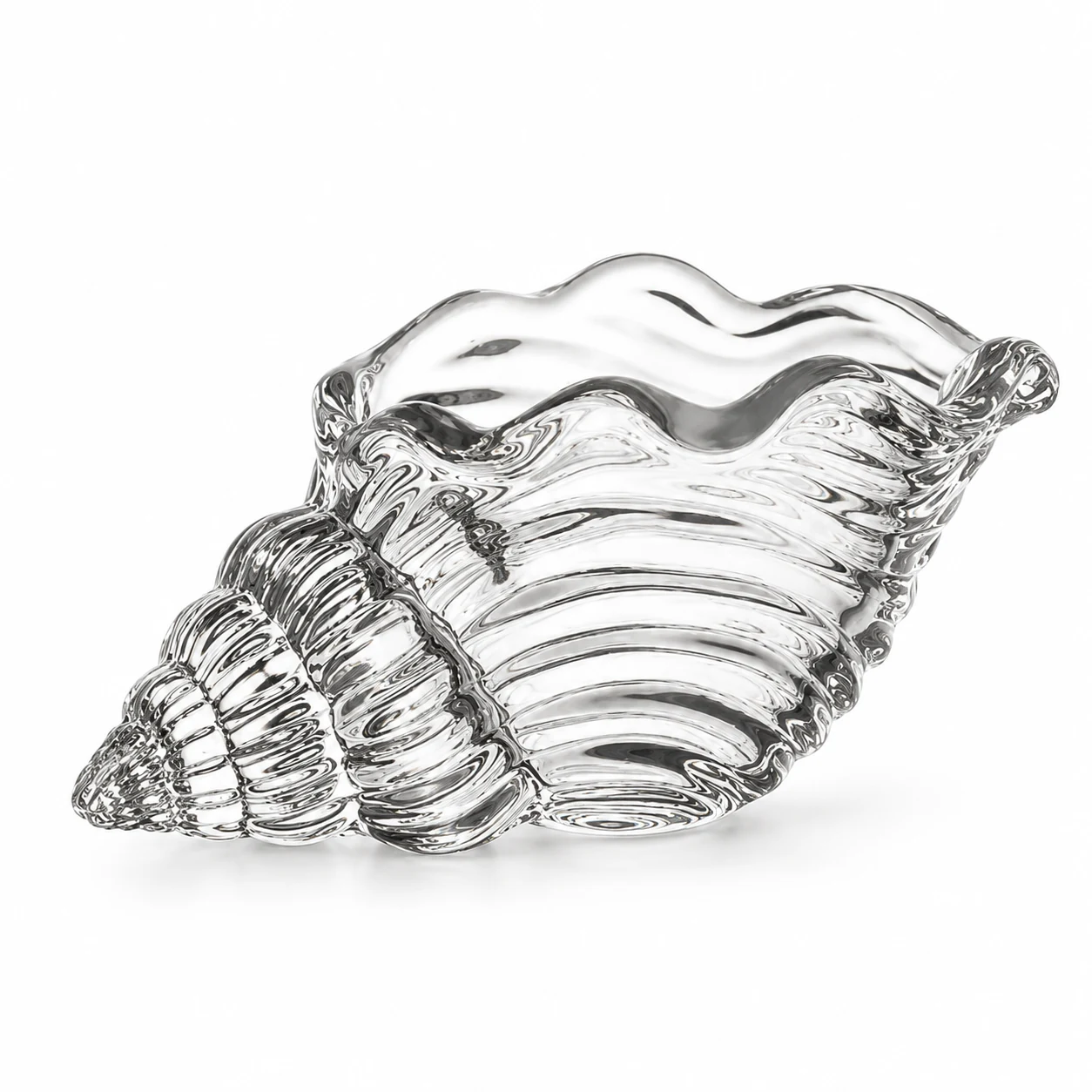Seashell-Shaped Glass Candle Holder - VSS-CH-18 — clear