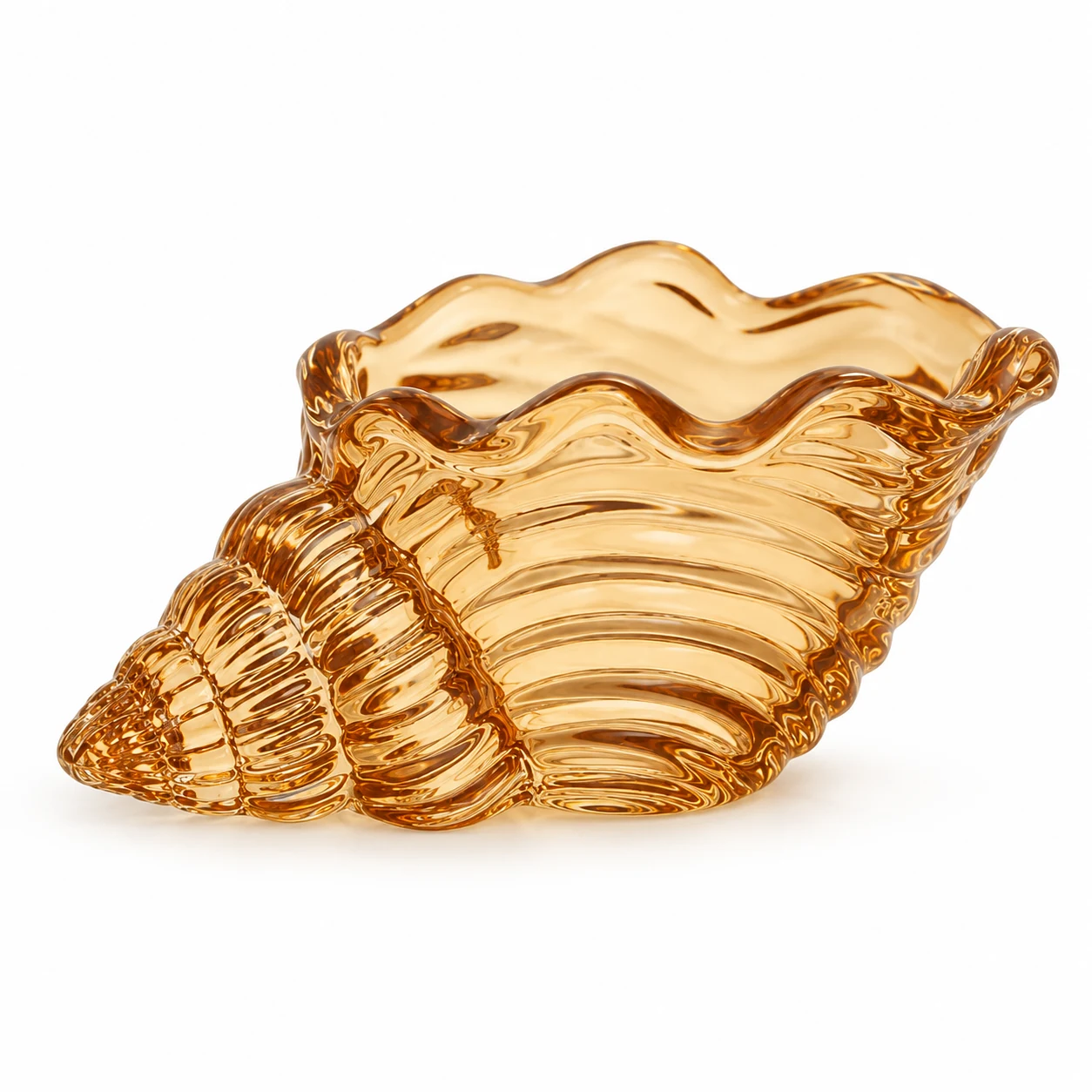 Seashell-Shaped Glass Candle Holder - VSS-CH-18 — amber