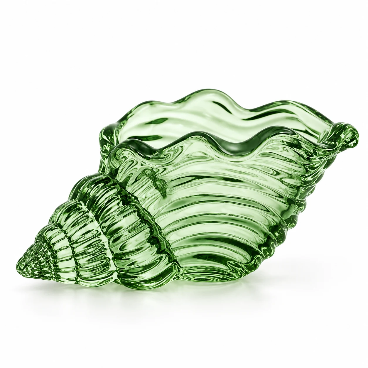 Seashell-Shaped Glass Candle Holder - VSS-CH-18 — green