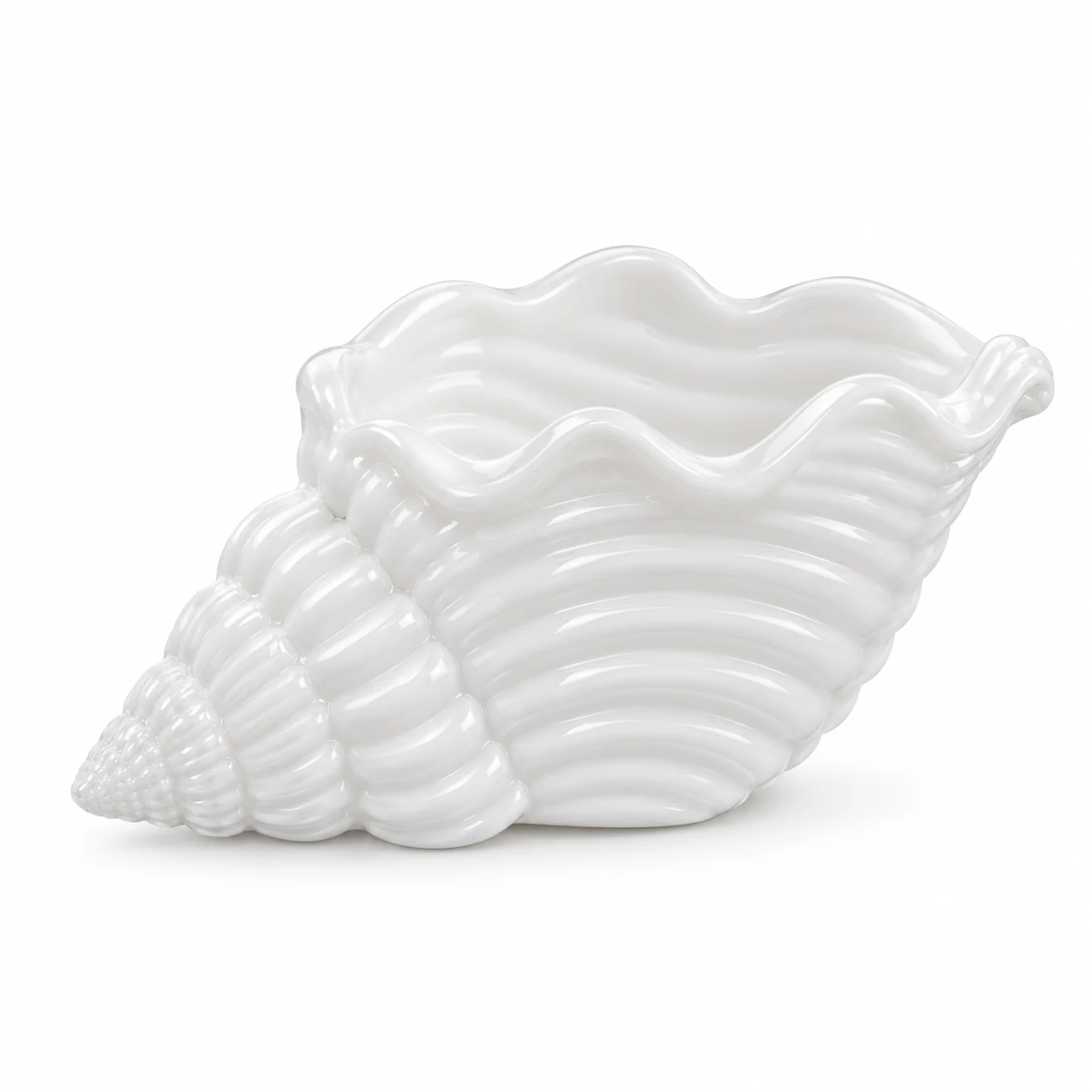 Seashell-Shaped Glass Candle Holder - VSS-CH-18 — white