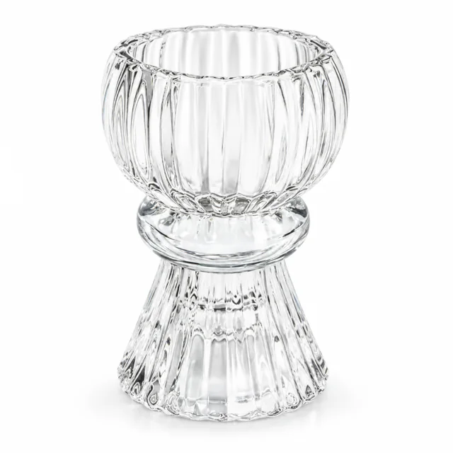 Fluted Goblet-Shaped Glass Candle Holder - VSS-CH-19 — clear