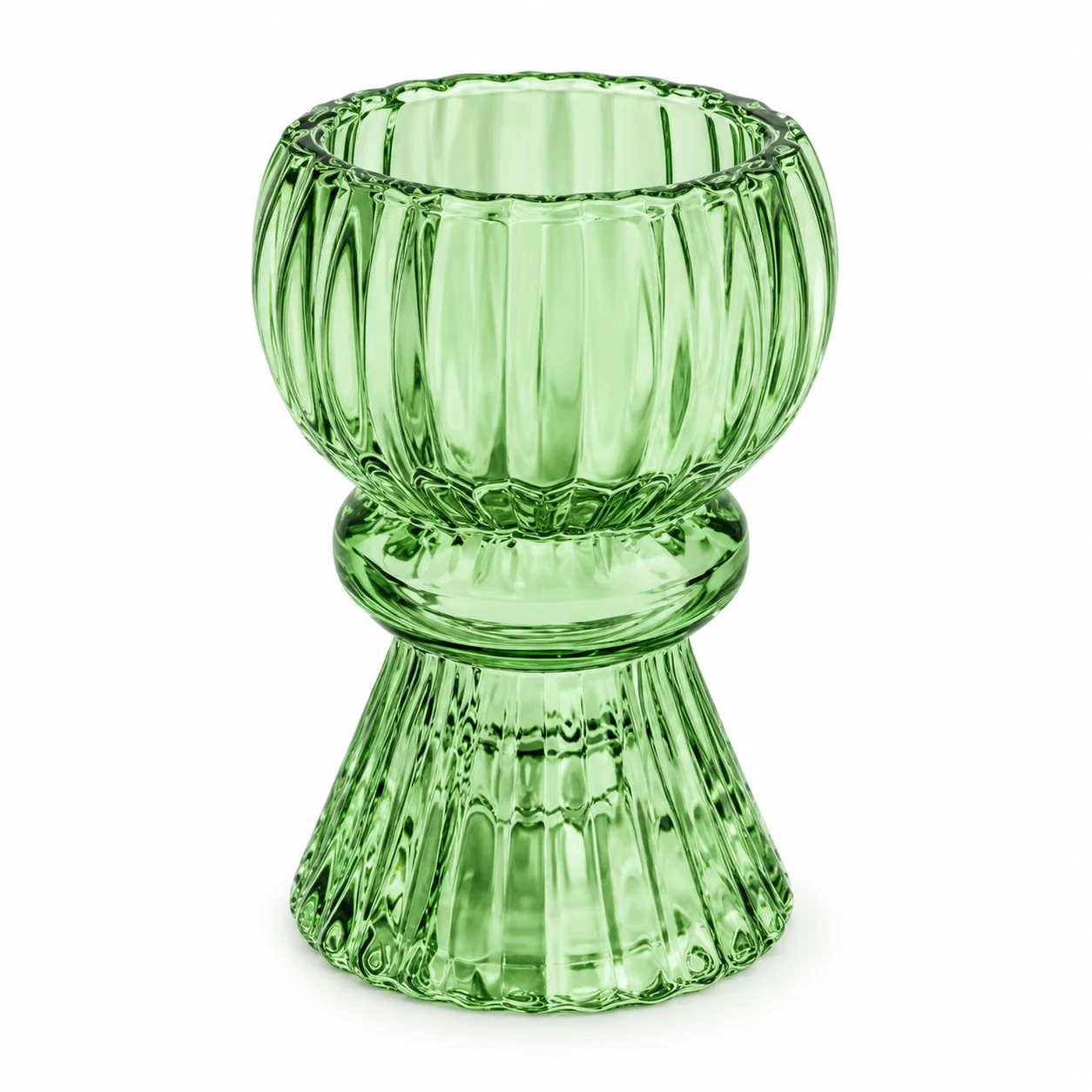 Fluted Goblet-Shaped Glass Candle Holder - VSS-CH-19 — green