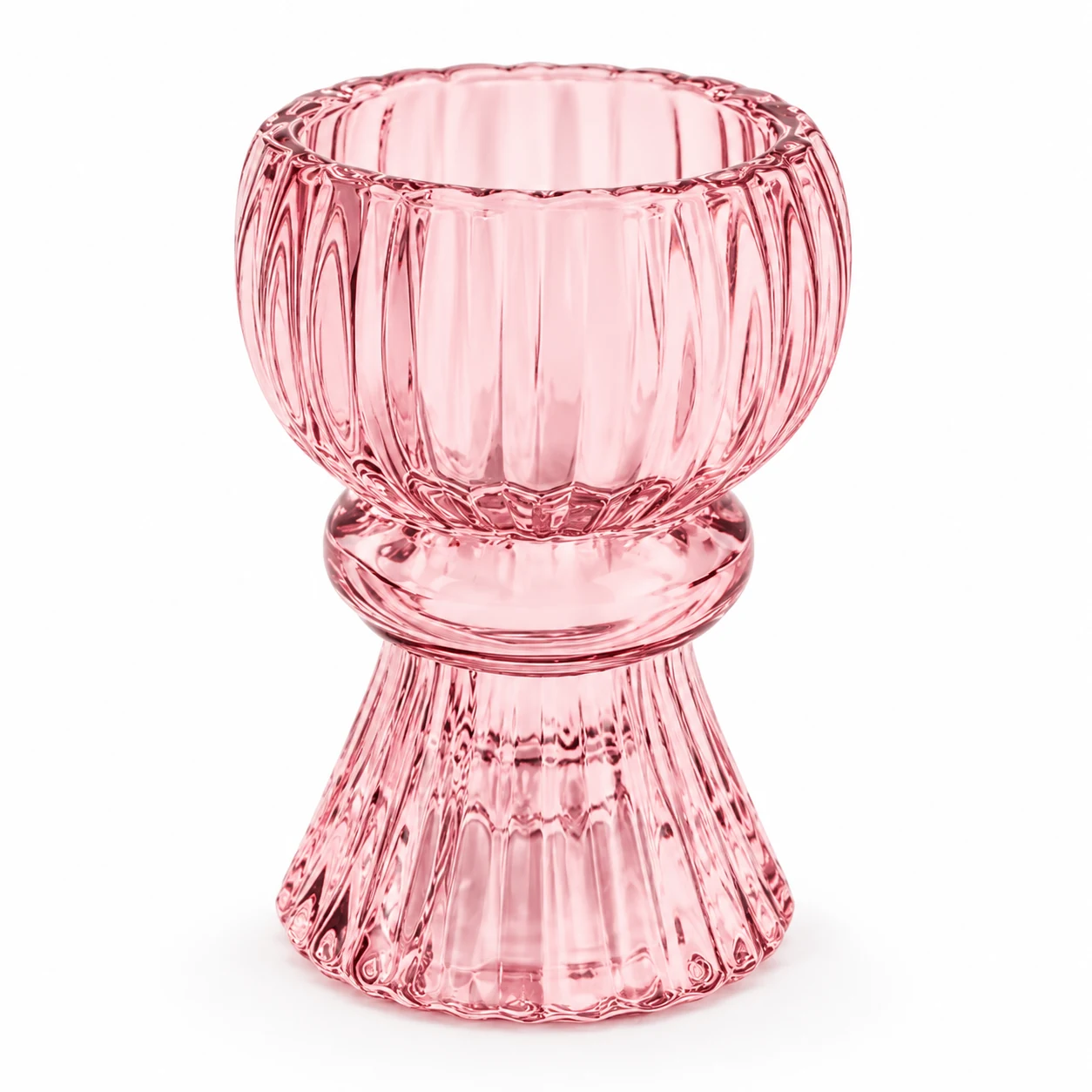 Fluted Goblet-Shaped Glass Candle Holder - VSS-CH-19 — pink
